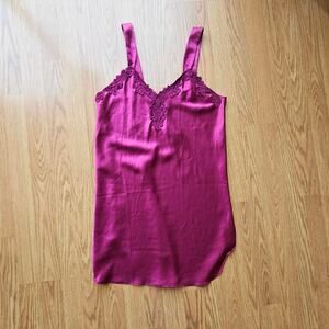 90s Cranberry Satin Mini Slip Dress – Medium